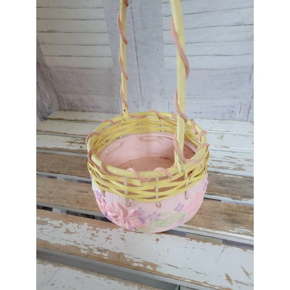 Ftd pink flower wicker basket Easter‎ spring home d